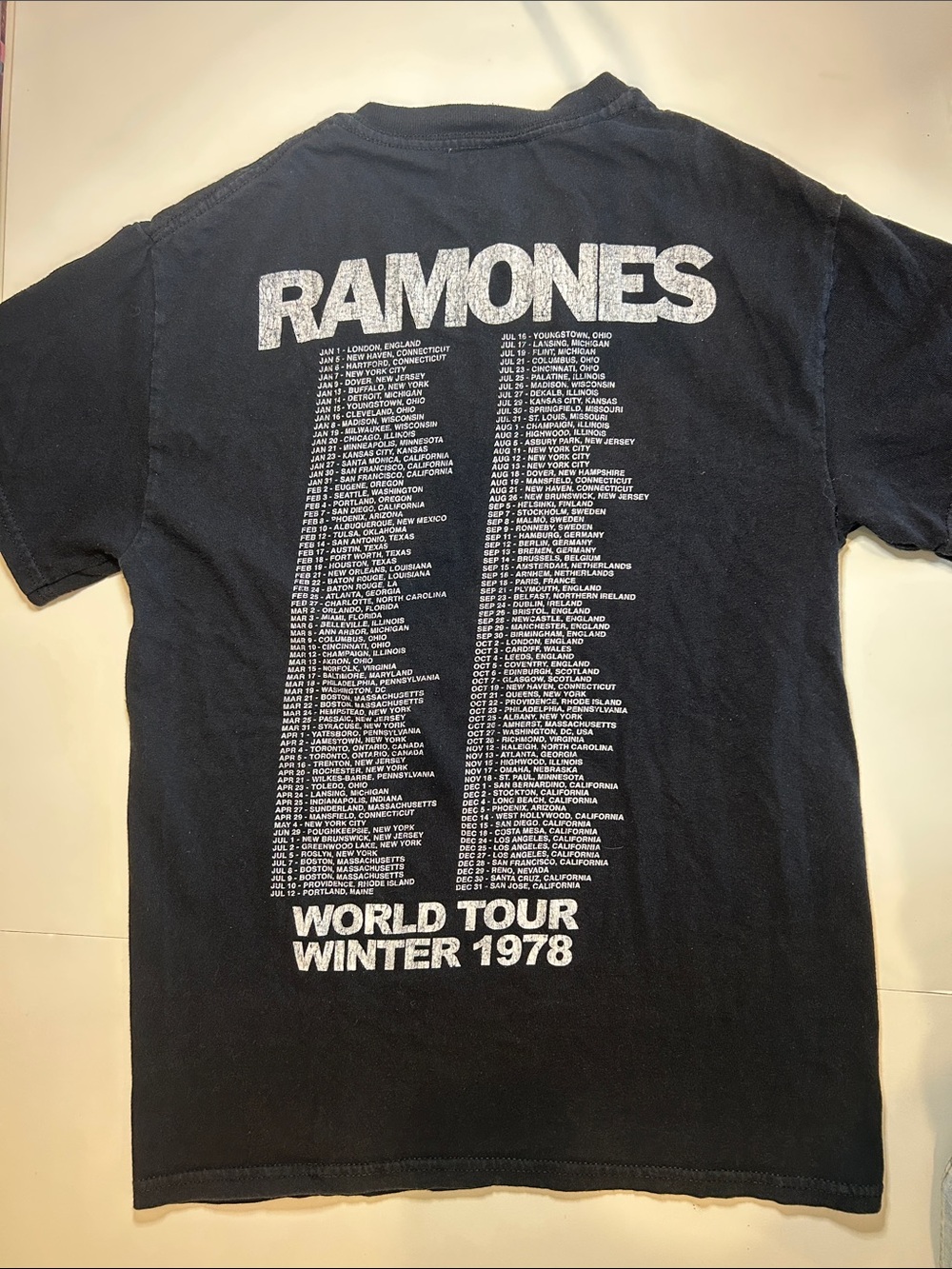 Ramones 1978 Tour RARE Vintage Reprint Tee All Dates London to San Jose Unisex S - Picture 3 of 5